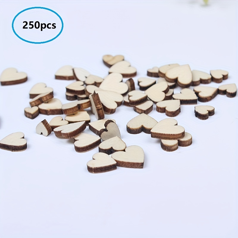 100pcs 1 Wooden Hearts for Crafts, Small Wood Hearts Cutout Slices, DIY Unfinished Wooden Ornaments Embellishments, Heart Sign Tag for Valentine's