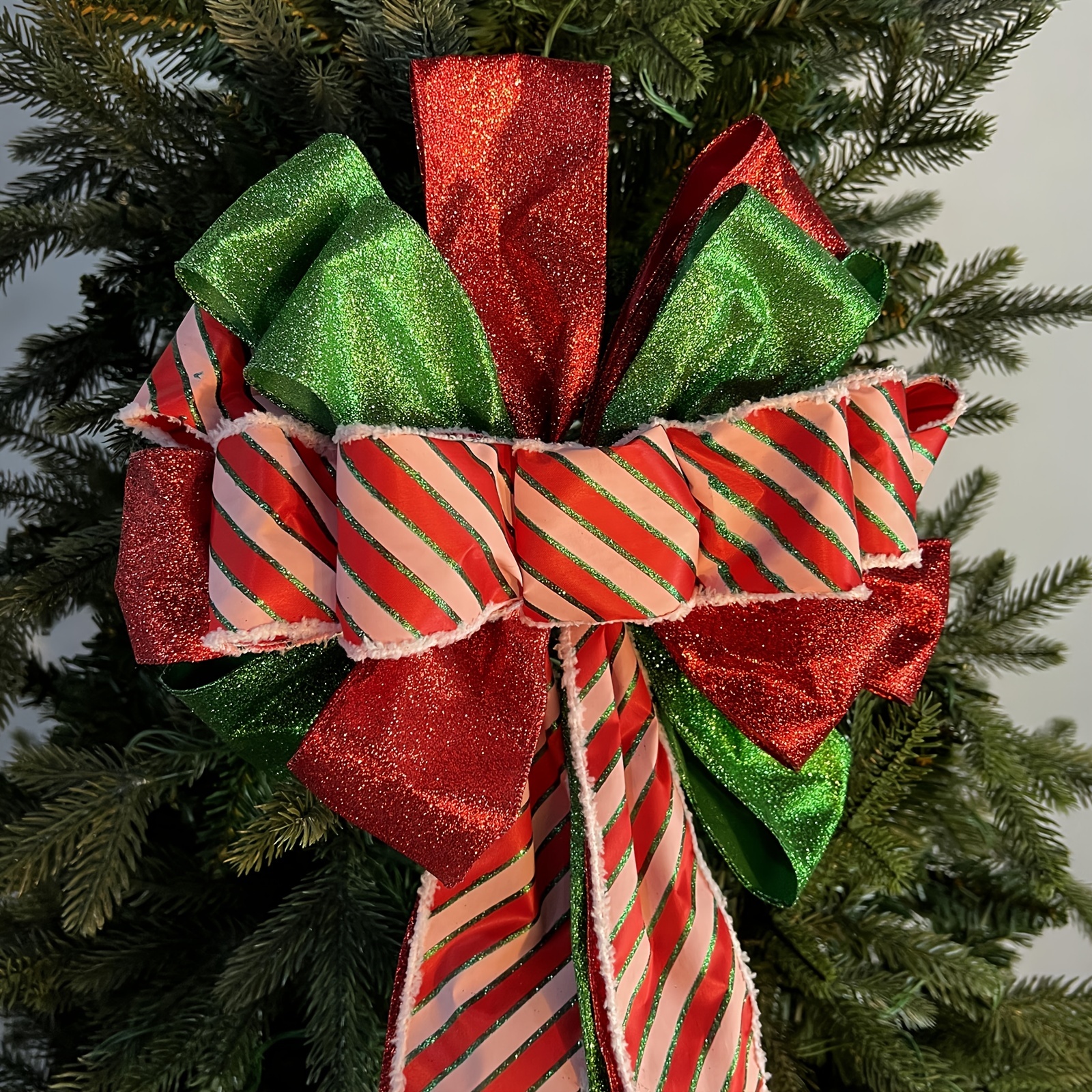 Christmas Bows Large Wreath Bow Green White And Red - Temu