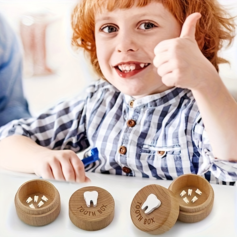 1pc Tooth Fairy Box, Tooth Fairy Keepsake Box, 3D Carved Wooden Box, Souvenir, Cute Tooth Holder, Great Christmas Halloween Thanksgiving Day Gift, New Year's Gift, Valentine's Day Gift