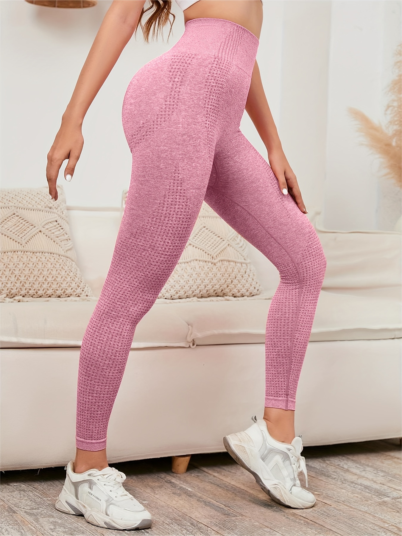 Solid Color Seamless Yoga Pants Butt Lifting Running Fitness - Temu New  Zealand
