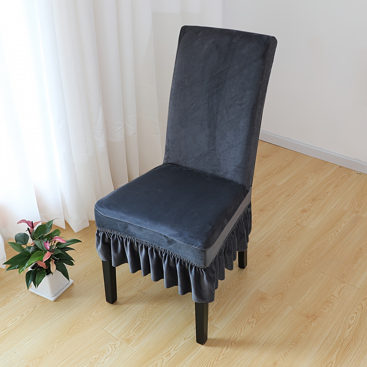 TEMU A Fleece Elastic Skirt Thickened Home Bedroom Chair Set Chair Cover