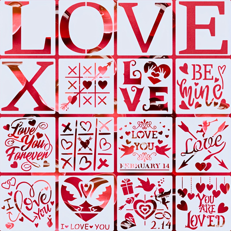 30pcs Valentine's Day Stencils, Reusable Painting On Wood, Valentine's Day  Stencils, DIY Painting Tools