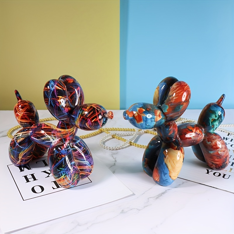 Creative Splash Ink Balloon Dog Sculpture Statue Resin Nordic Home Living  Room Decoration Kawaii Room Decor Desk Accessories 