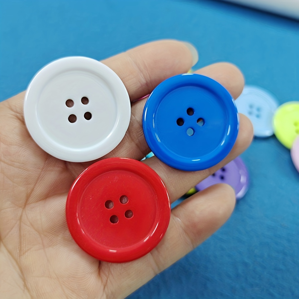 Craft Buttons 50pcs 28mm Mixed Color 2 Big Holes Plastic Buttons