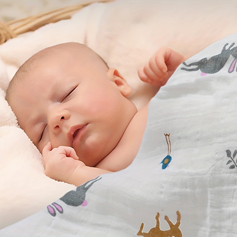 Rabbits and Deers Baby Muslin Swaddle Blankets, Soft Organic Bamboo