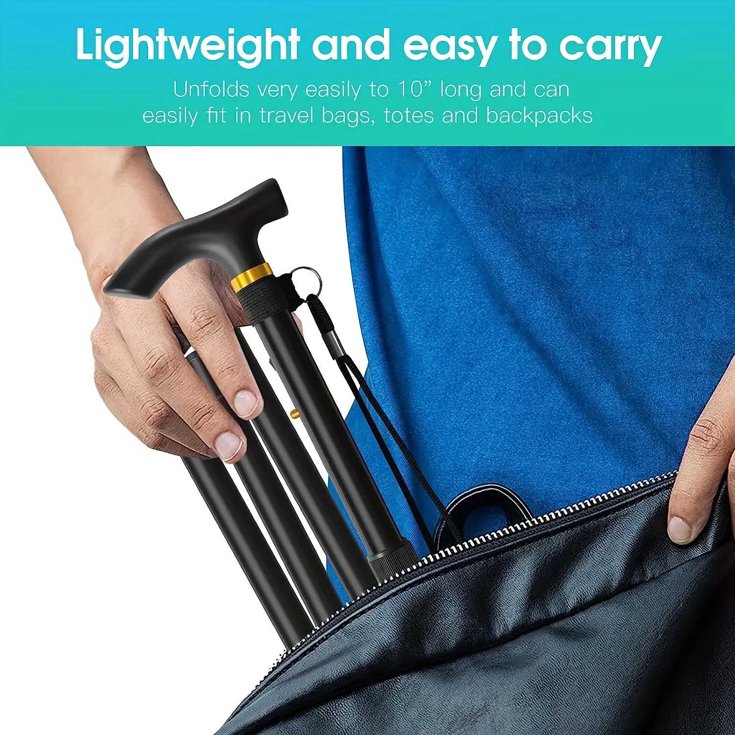 Adjustable Folding Hiking Trekking Pole Lightweight Aluminum Alloy Stick