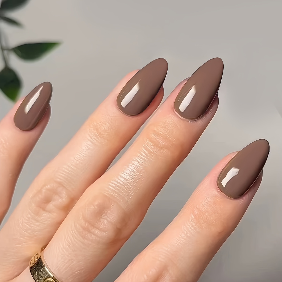 short almond shape press on nails solid color fake nail glossy full cover nails for women details 5