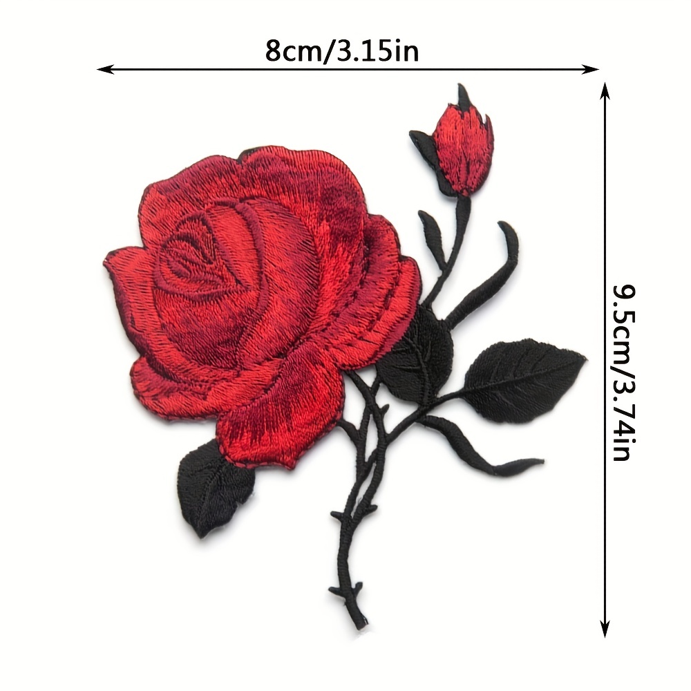 Red Rose Iron On Appliques Embroidery Flower Patches Large - Temu