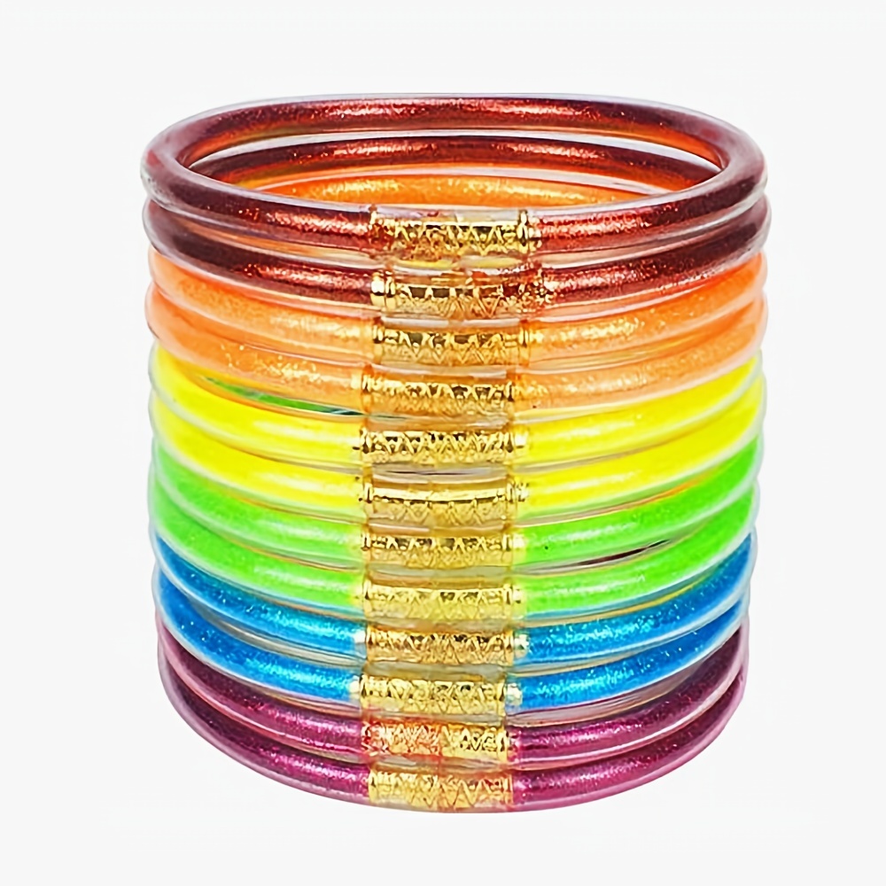 9pcs/set Soft Silicone Bracelets Filled Jelly Buddha Bracelet