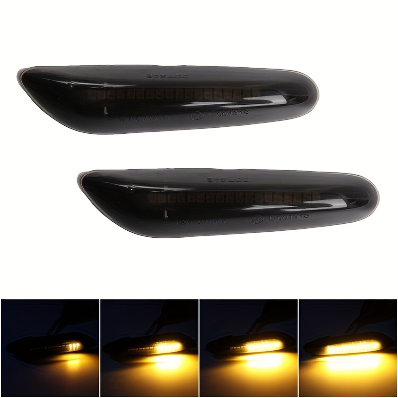 Sequential Amber LED Side Marker Turn Signal Light for BMW 1 3 5 Series E81  E82 E83 E87 E88 E90 E91 E92 E93 E60 E61, Smoked Lens Dynamic Front Fender