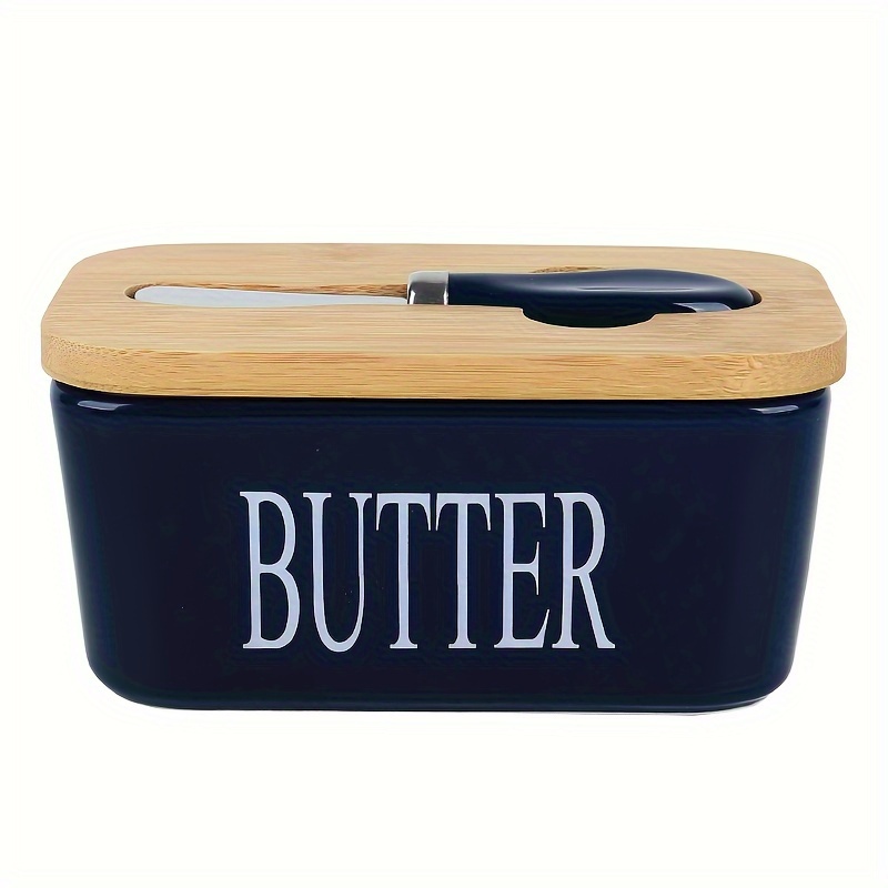 Home Butter Box Butter Container With Knife holder And Wooden Lid