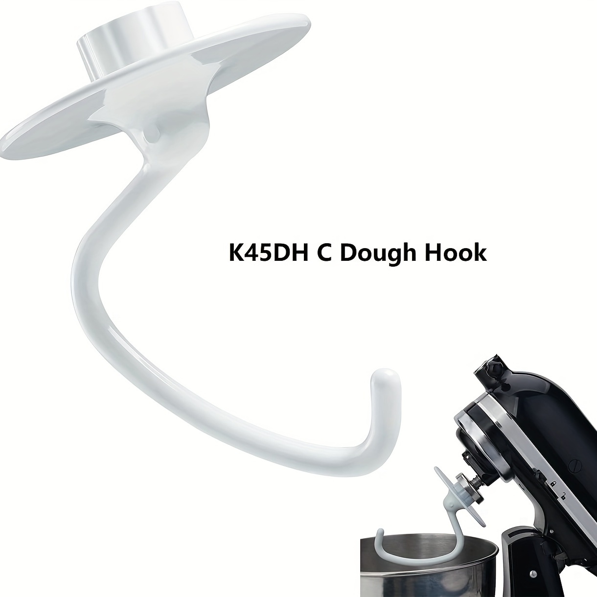 Generic iSH09-M673087mn K45DH Dough Hook for KitchenAid Mixer, Coated Dough  Attachment for KitchenAid K45 K45SS KSM90 KSM150 Tilt-Head Stand Mixers, 4.