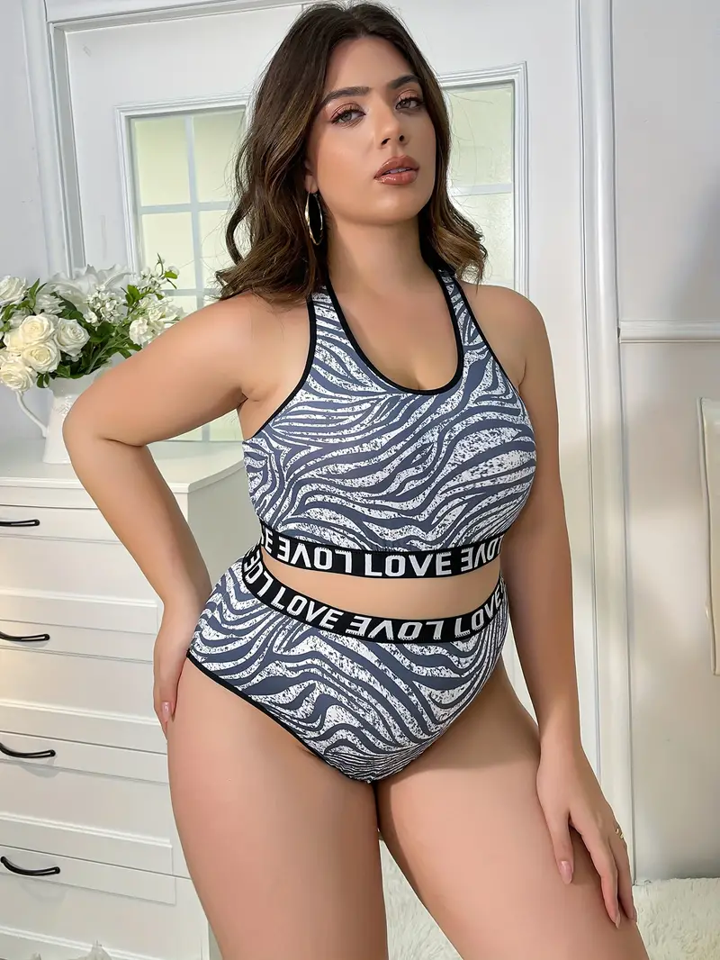 Plus Size Sexy Lingerie Set Women's Plus Zebra Striped - Temu