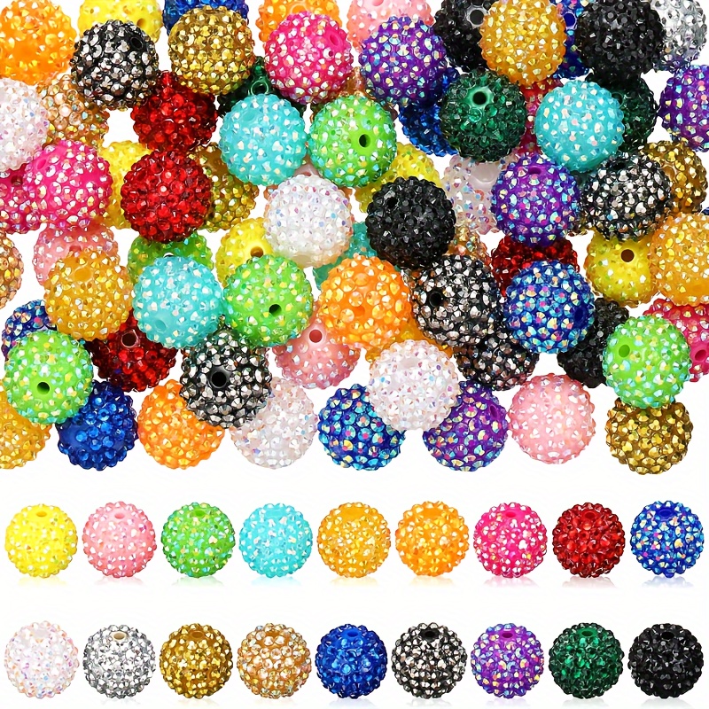 Chunky Beads, 20mm Round Rhinestone Acrylic Bubblegum Beads, 20mm Rhinestone  Beads 