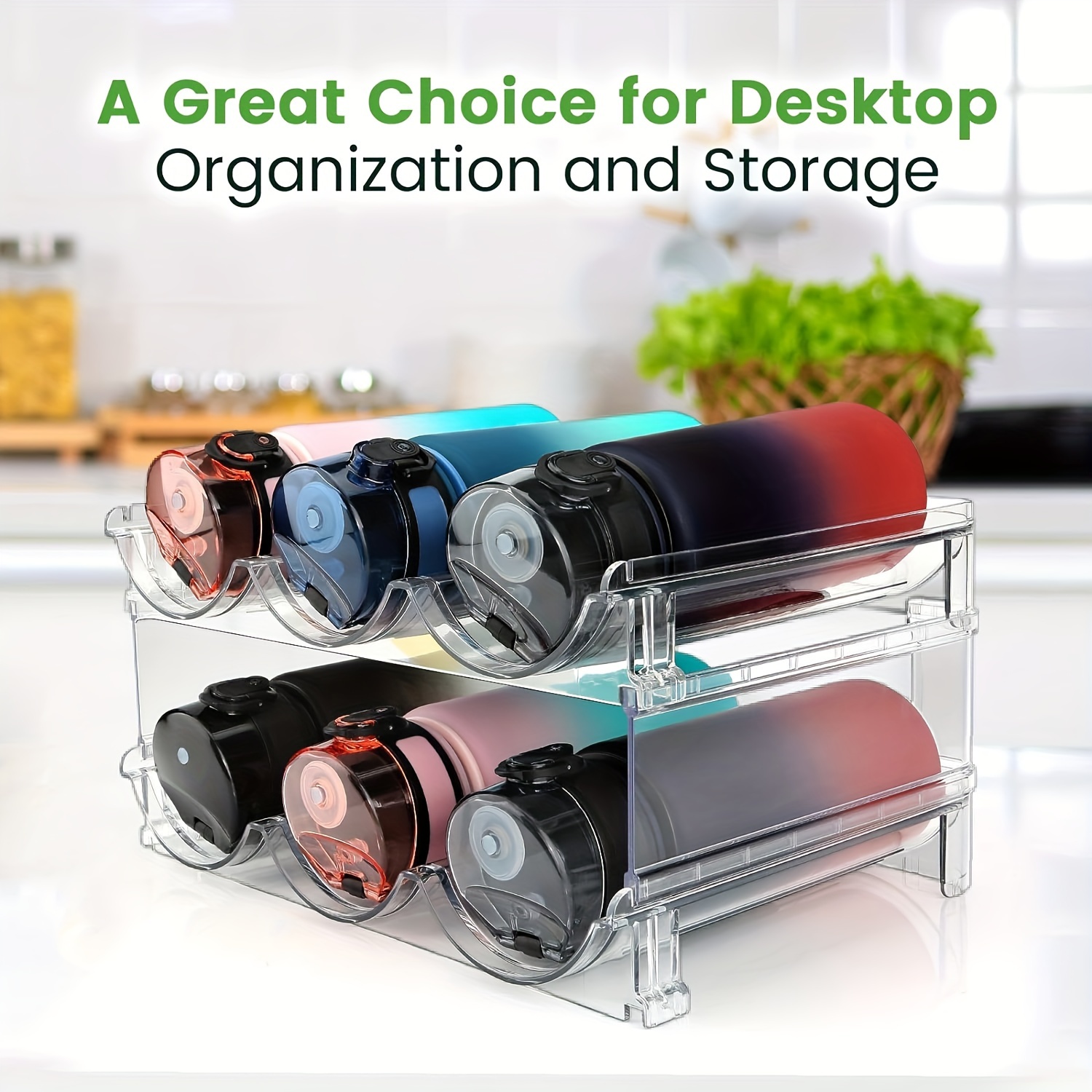 Stackable Water Bottle Organizer For Cabinet Kitchen Pantry - Temu