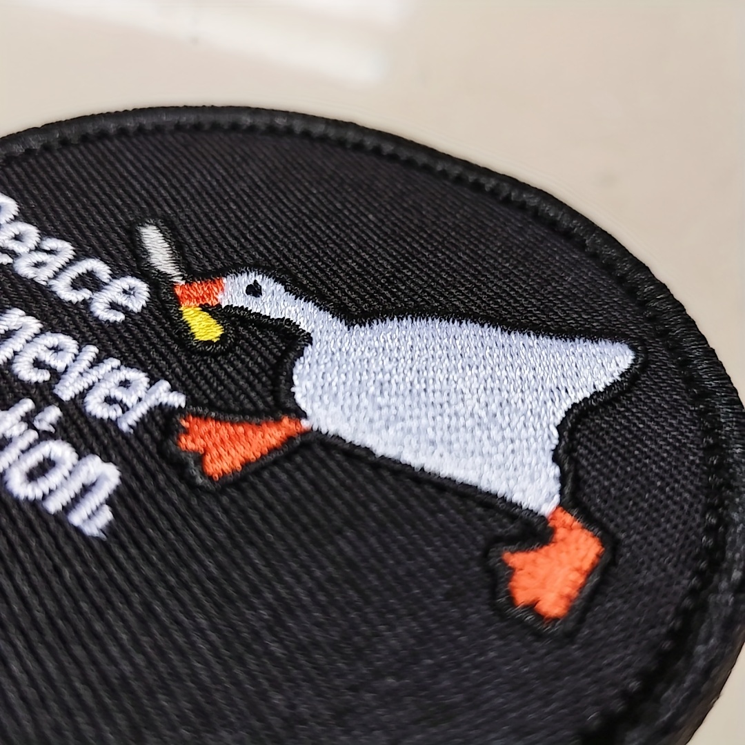 Velcro Patches Tactical Embroidery Patch,Peace Was Never An Option Morale Patches,Funny Duck Bite Knife Badge Applique Patches for Jacket Clothes