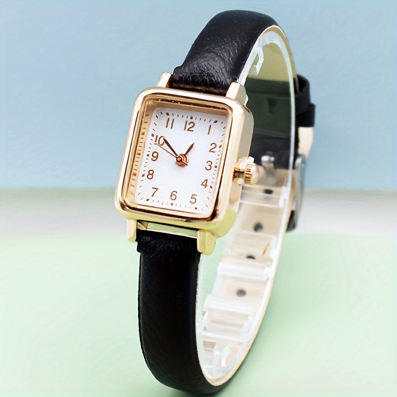 レディースウォッチカジュアルスクエアポインタークォーツ時計レトロファッションアナログスリムPUレザー腕時計 - Temu Japan