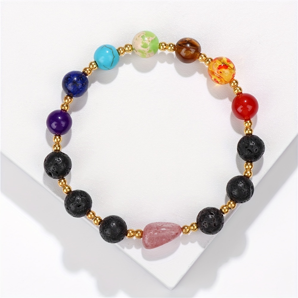 7 Chakra Healing Reiki Bracelet Natural Stone Strawberry - Temu