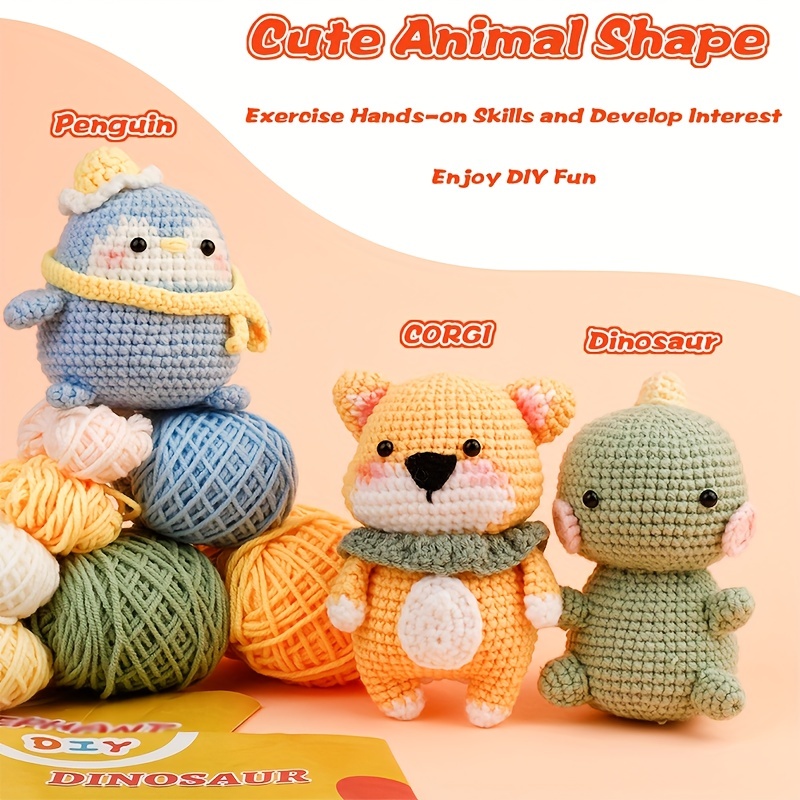 Beginners Crochet Kit, DIY Crochet Kit For Beginners, Cute Animal kit Dog  Starter Pack With Yarn Balls, Crochet Hooks, Knitting Stitch Markers