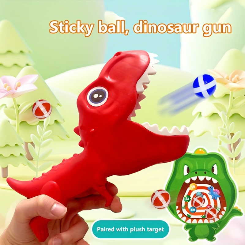 Dinosaur Popper Toy Gun & Target Set With Sticky Balls For Kids