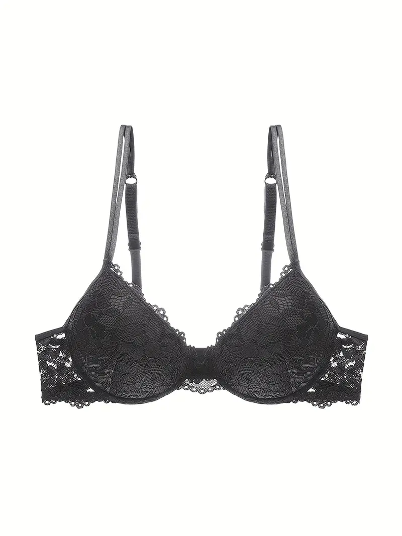 Lace Jacquard Push Bra Comfort Breathable Double Strap Thick