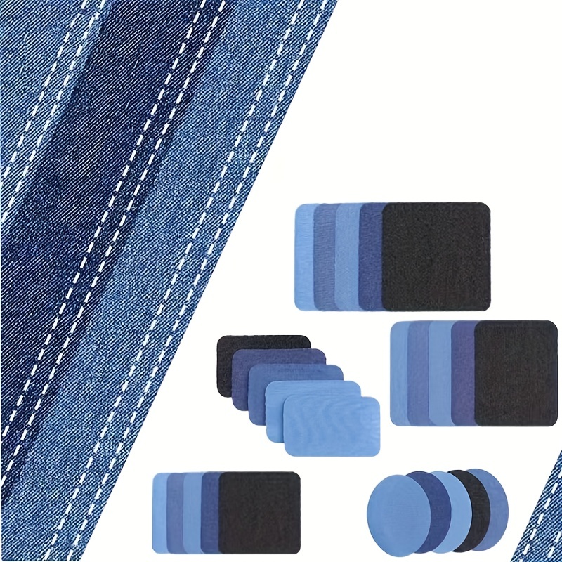 Denim Fabric Patch Square Oval Back Adhesive Jeans Fabric - Temu