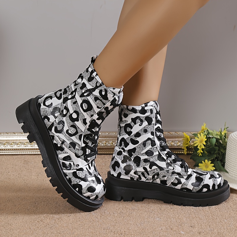 Lace up leopard outlet boots