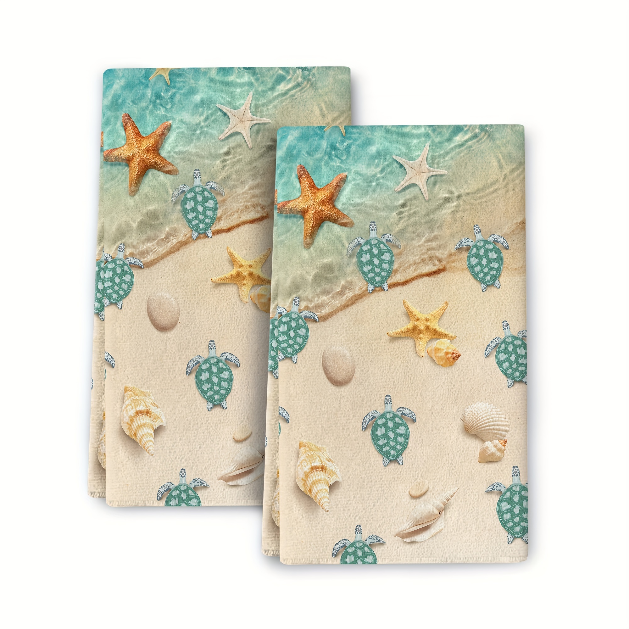 Hand Towels Turtle Sailboat Pattern Kitchen Towel Absorbent - Temu