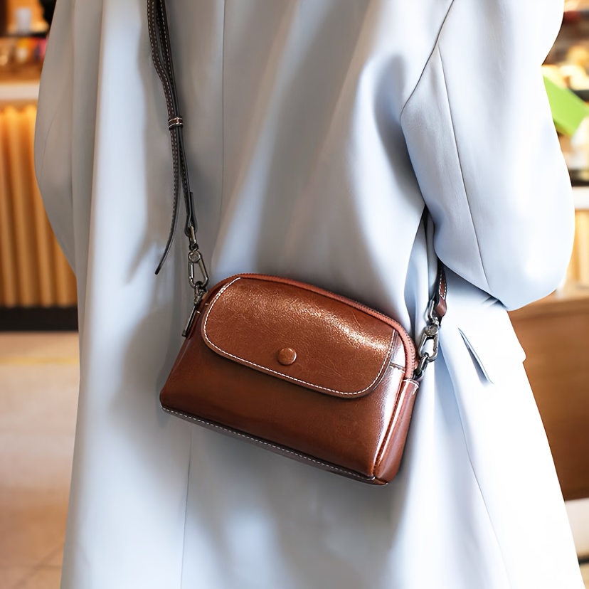 

Multi Layer Mini Crossbody Bag, Fashion Pu Leather Shoulder Bag, Women's Retro Handbag & Purse