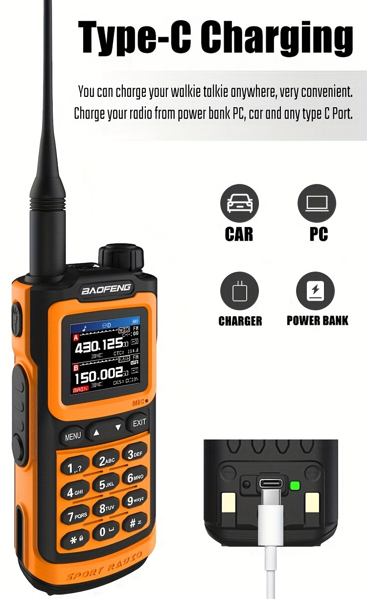 2023 Baofeng Uv-g30 Pro Talkie-walkie Longue portée Portable 1000 canaux  Ham Fm Radios Uhf Vhf Usb-c Charge 2 voies Radio étanche