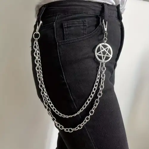 Stylish Metal Punk Pants Chain With Pentagram And Spike - Temu