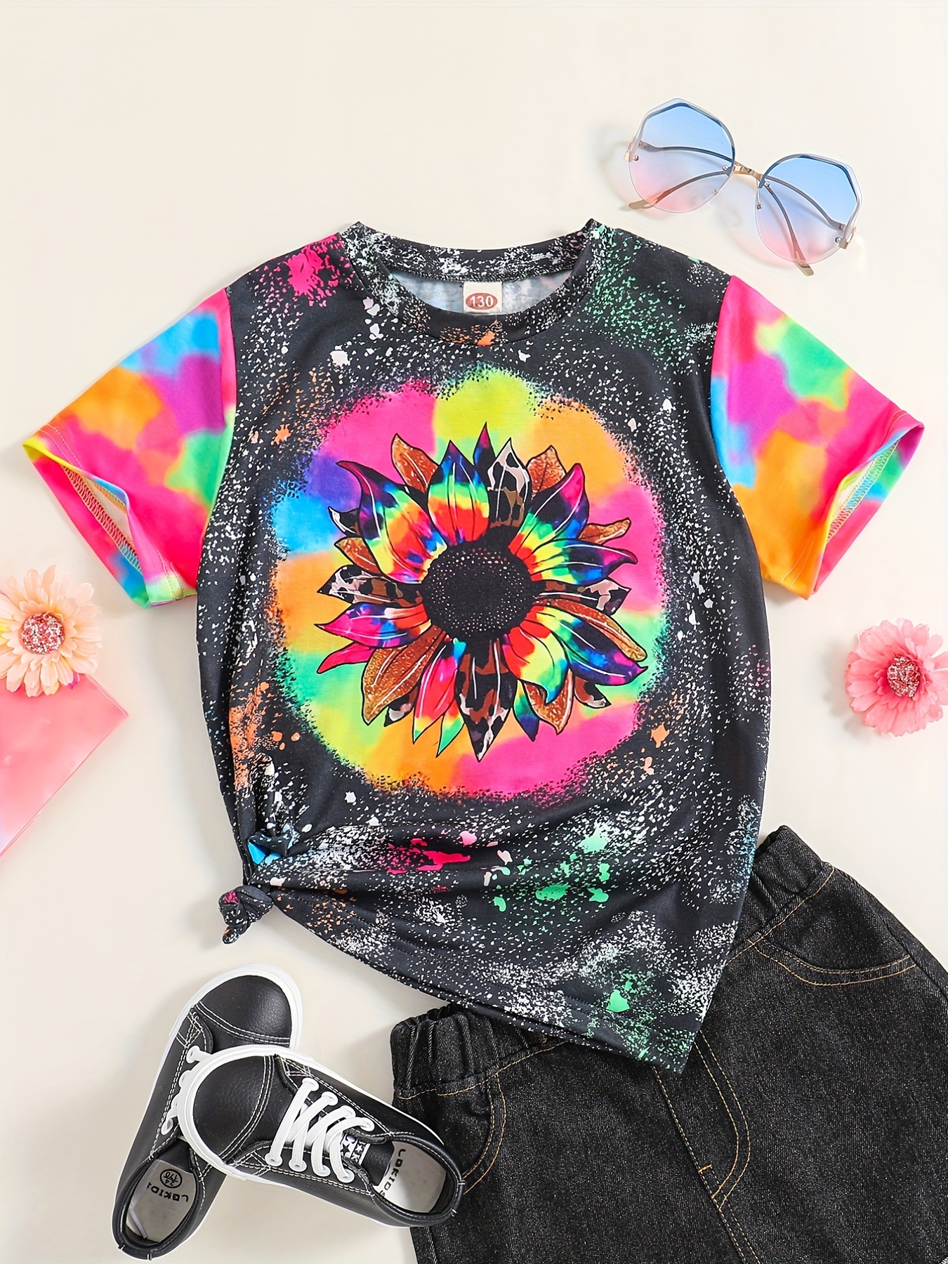 Colorful Portrait Print T-shirt And Leggings Set For Girls - Comfortable  And Stylish Summer Outfits - Temu Germany