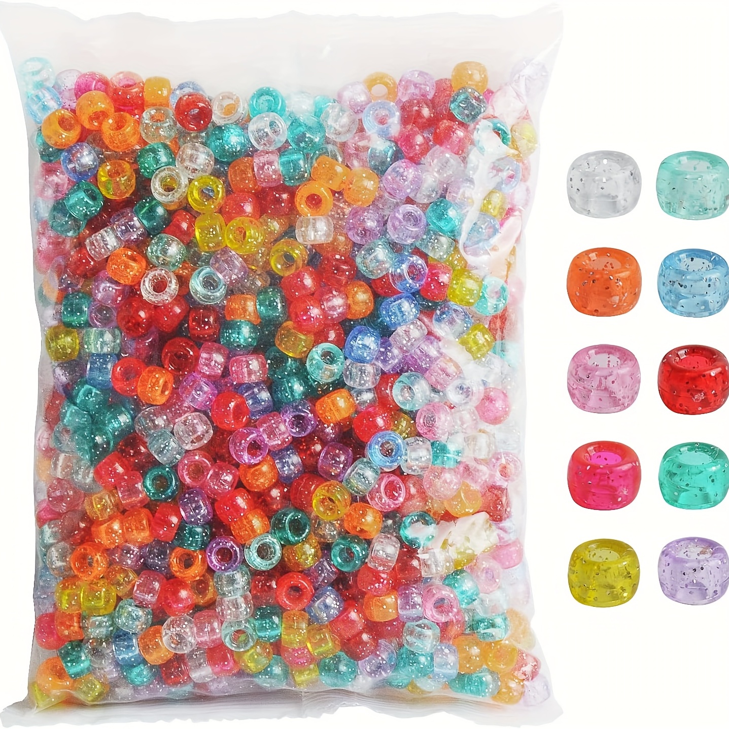Sparkle Heart Bead Assortment for Jewelry Making, Glitter Heart Pony Beads  for Bracelet, for Party, Acrylic Bead Variety