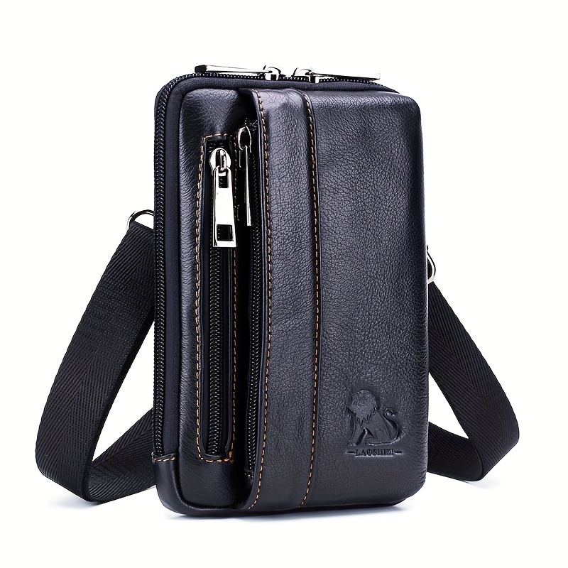 Image of Large-capacity Multifunctional Men's Shoulder And Messenger Bag, A Retro Casual Mobile , Serves As A Waist Bag Made Of Top-grade Leather