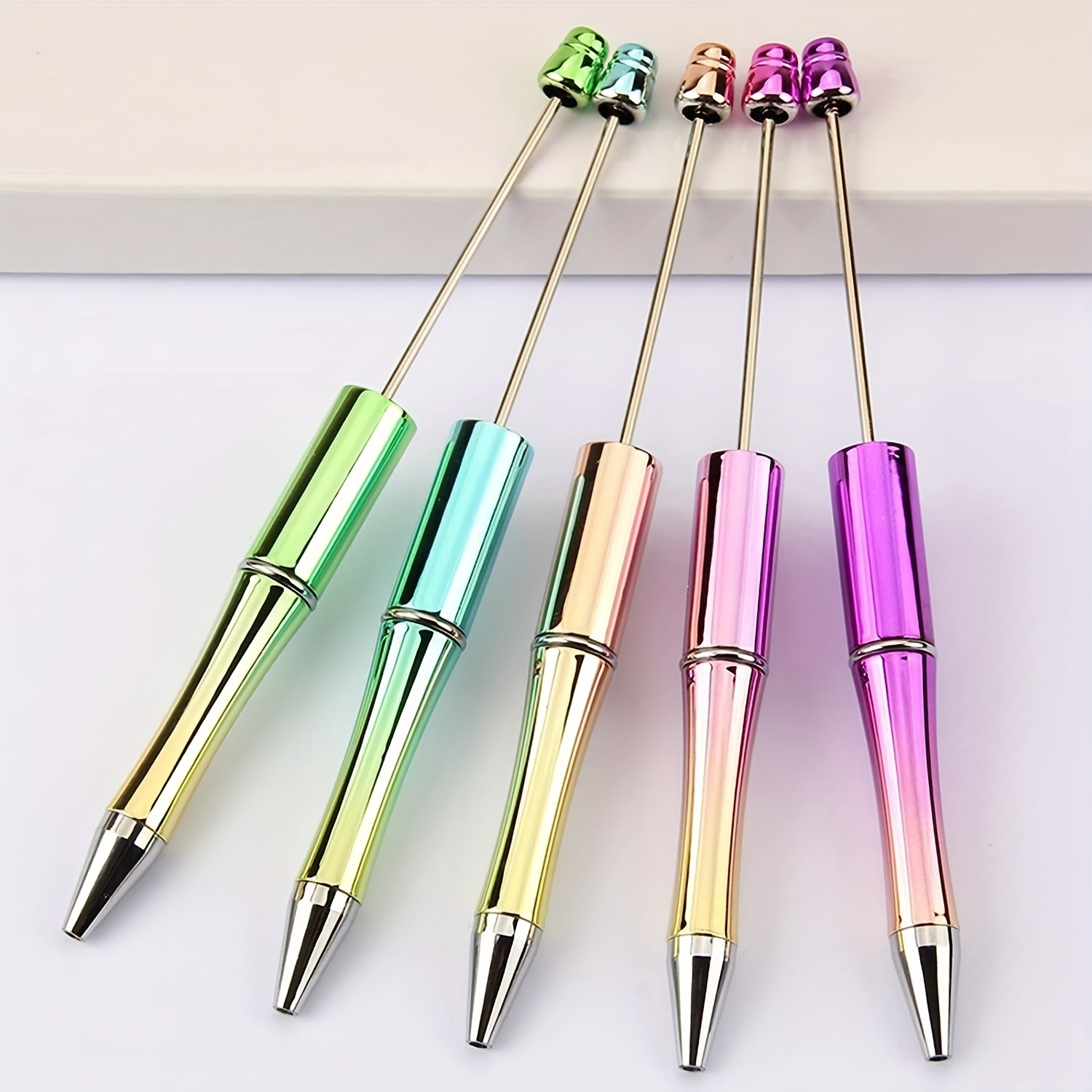 Plastic Beadable Pen Bead Ballpoint Pen Assorted Bead Pen Shaft Black Ink  Rollerball Pen with Extra Refills for Kids Students Office School Supplies,  10 Colors (10) : Office Products 