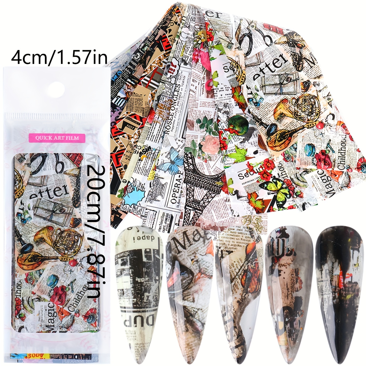Holographic For Nail Foil Transfer Stickers Decals Decoration, Magazine Flowers For Nail Art Design Acrylic For Nails Supplies For Nail Transfer Glue Polish, Fingernail And Toenail Manicure Film