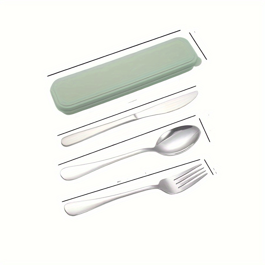 Set De Couverts De Camping En Acier Inoxydable - Couteau, Fourchette, Cuillère Avec Boîte De Rangement, Portable - 4