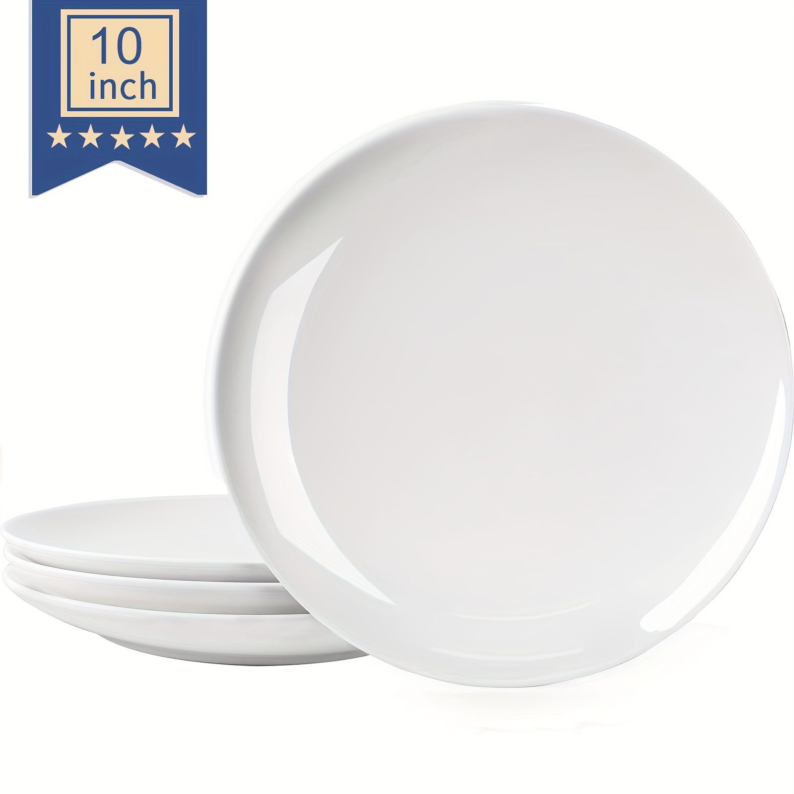 amhomel 12-Piece White Porcelain Dinner Plates, Round Dessert or Salad  Plate, Serving Dishes, Dinnerware Sets, Scratch Resistant, Lead-Free