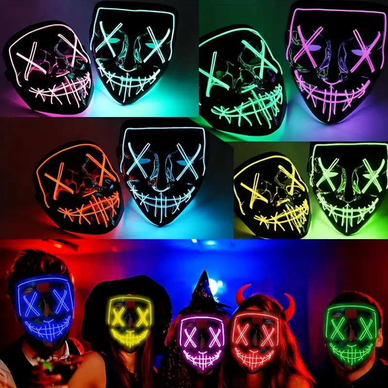 1pc Masque Lumineux Halloween, Masque LED Horreur Sanglant Scintillant,  Masque Fantôme Horreur Pour Soirée Masquée - Temu Belgium