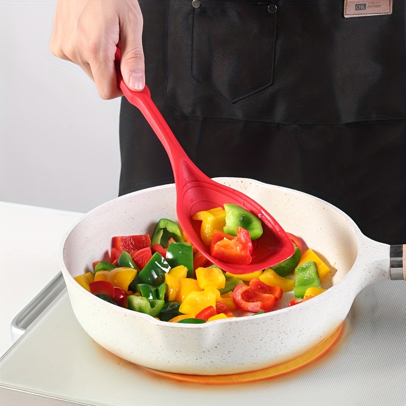Cucharas de silicona multicolores antiadherentes para mezclar cucharas  ranuradas, juego de cucharas de cocina, cuchara para servir, cuchara para