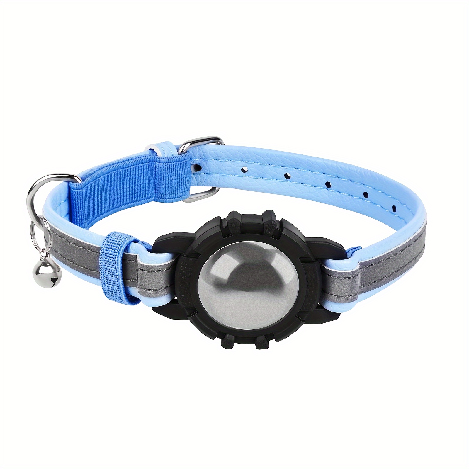 AirTag Collar de gato reflectante ajustable con soporte para etiqueta de  aire y hebilla de campana ligera para mascotas gatitos, negro, talla única