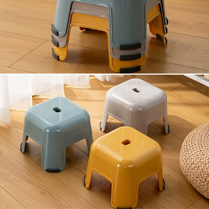 1pc thickened stackable firm   small board stool dwarf stool bath chair   and stylish non slip stool step stool shoe changing chair   kitchen bathroom bedroom living room use details 9