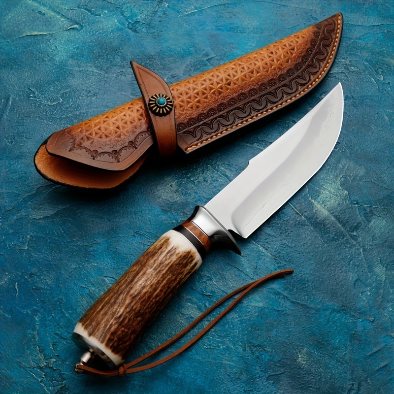 Durable Hunting Knife With Antler Handle And Vegetable - Temu