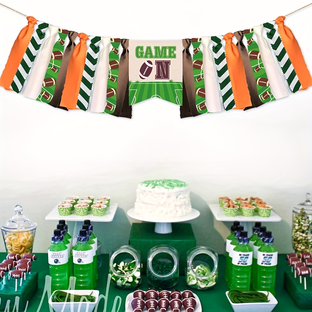 Superbowl Party Decorations 2023-Football Birthday Party Decorations, 32pcs  Football Plates, 20pcs Football Balloons, Football Banner and Tablecloth