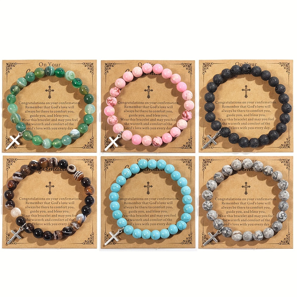 Men's Bohemian Cross Pendant Multilayer Stone Beads Bracelet - Temu