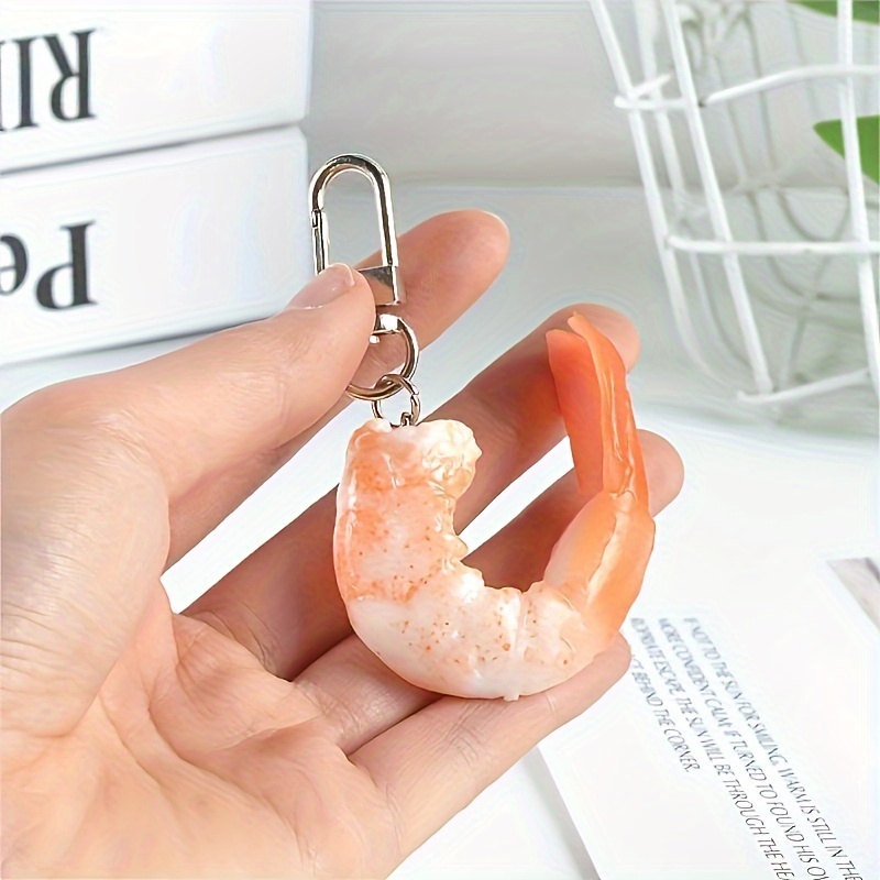 Cute & Fun Shrimp Keychain for Men, PVC Model Toy Keychain for Men,Temu