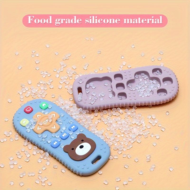 food grade silicone teether remote control shake comforter anti eating hand toy details 4