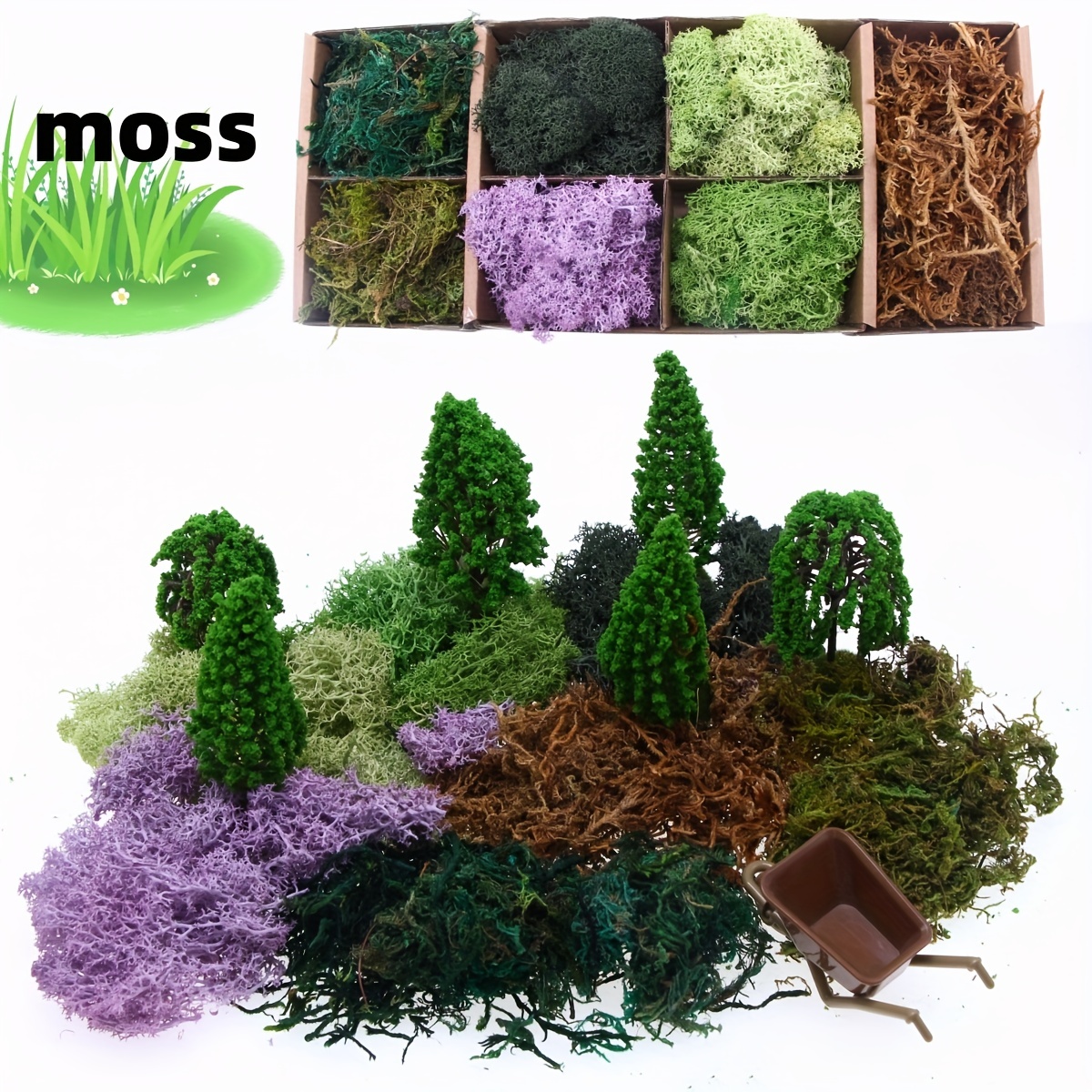 Artificial Moss Reindeer Moss Lichen Forest Green Moss - Temu