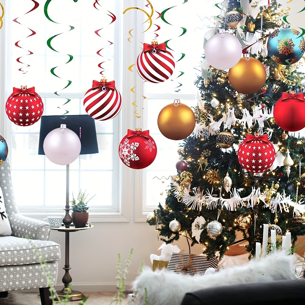 Christmas Decorations Indoor Hanging Foil Swirls Christmas Ball ...