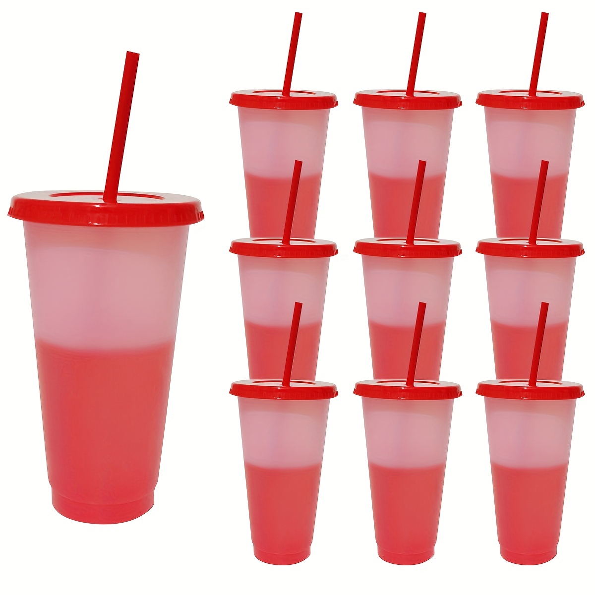 Color Changing Reusable Cups With Lids And Straws - Perfect For